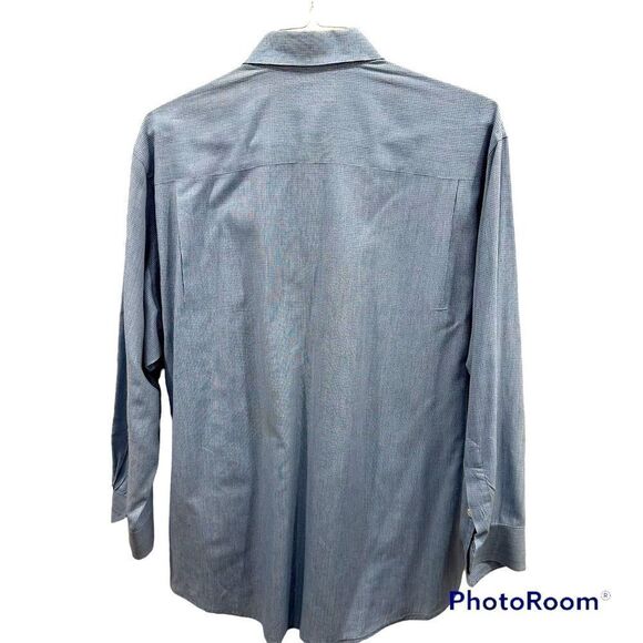 Donna Karan Men’s Button Up In Blue Checkered Print - Picture 2 of 7